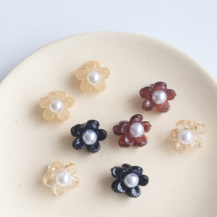 碎花抓夹小发夹网红刘海夹五瓣花简约韩黑色顶夹透明花朵侧边发卡