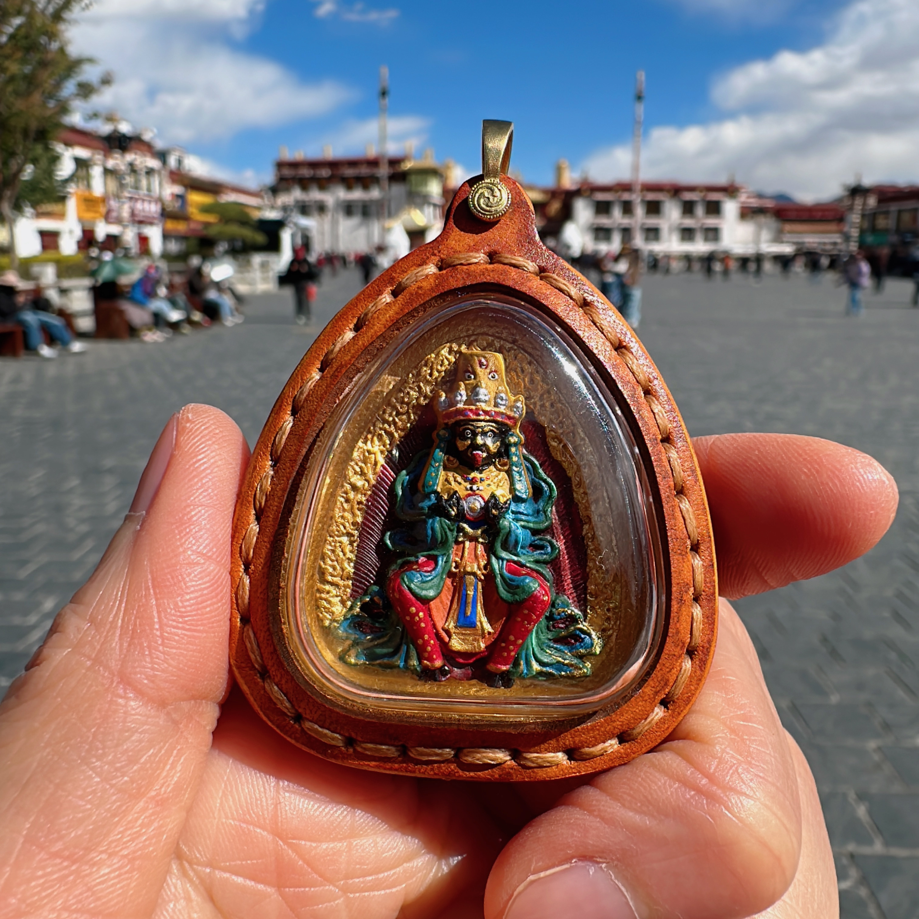 牛皮外壳手工彩绘扎基拉姆擦擦