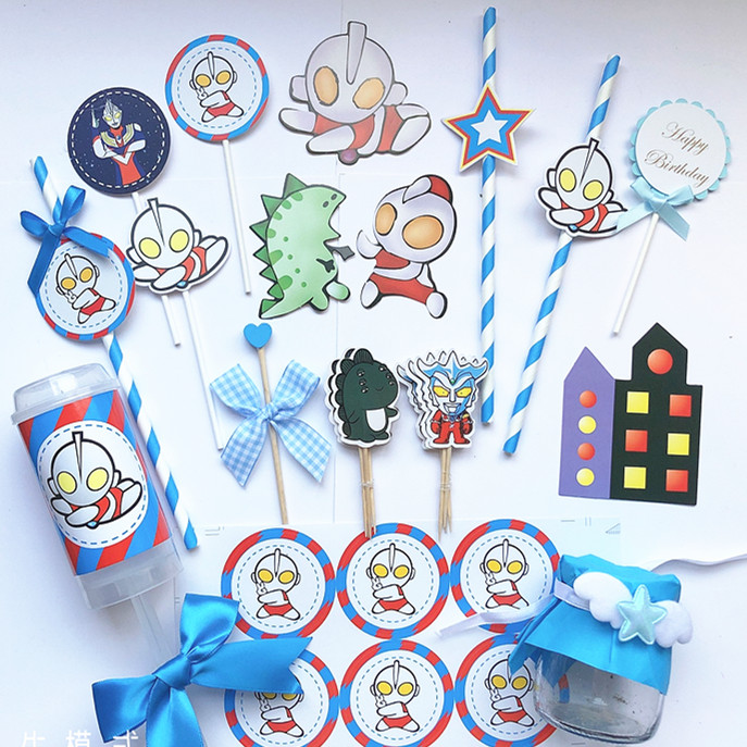 儿童周岁生日蛋糕超人怪兽甜品台