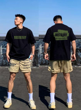 大码美式高街设计感小众vibe短袖t恤男夏季复古重磅纯棉休闲上衣