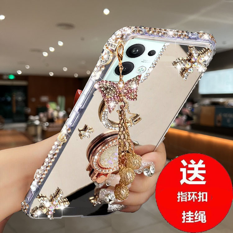 适用于opporeno9pro+手机壳PGW110新款保护套reno9pro十硅胶镜面5G全包镜头reon9+软女opopreno外壳镶钻镜面