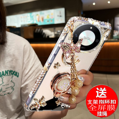 适用于荣耀X50手机壳honorX50华为ALI-AN00硅胶保护套X50镶钻X50pro镜面防摔X50GT男女honor曲屏ⅹ50外壳