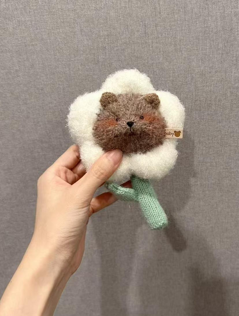 棒针编织玩偶花朵熊文字图解教程