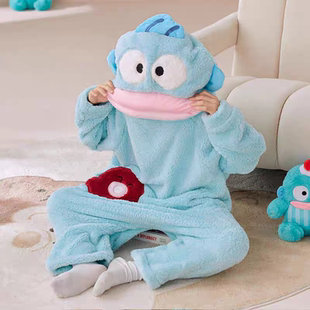 丑鱼睡衣儿童搞怪奇葩连体亲子秋冬季女童加厚学生睡袍小丑鱼男童