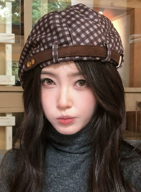 老钱风棕咖色前进帽子女款
