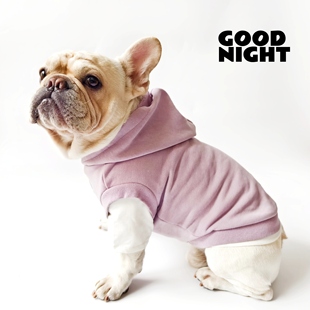 GOODNIGHT晚安宠物衣服法斗巴哥恶霸保暖加薄绒手工制作连帽卫衣