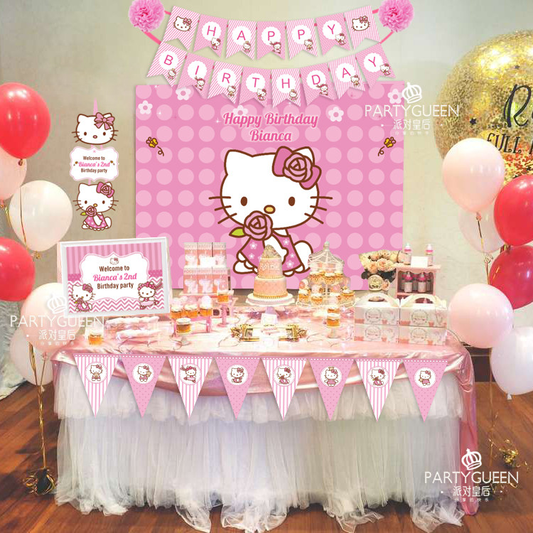 hellokitty凯蒂猫主题女孩生日派对用品装饰布置甜品台背景海报|ruв категории фестиваль товаров/подарок, одеваться товаров - от Buy2taobao.com для оказания профессиональной услуги покупки агента Taobao