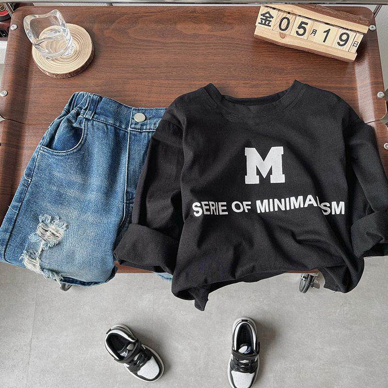 男童长袖T恤潮帅气时髦春装秋款韩版纯棉打底衫儿童炸街字母上衣