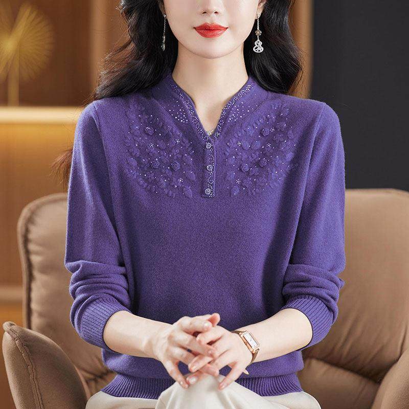 鄂尔多斯市洋气妈妈100%纯羊绒上衣女内搭毛衣中老年旗袍领打底衫,女装/女士精品,羊绒衫,淘宝优惠券,粉丝福利购,淘宝优惠卷