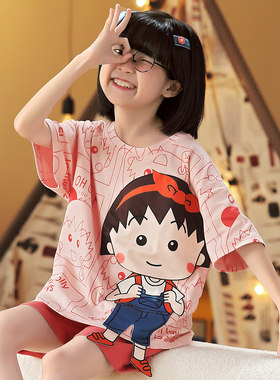 儿童睡衣女童纯棉短袖短裤小孩