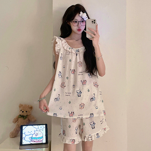 短袖 2025新款 云朵棉夏季 睡衣女款 网红套装 少女高中生夏天休闲女款