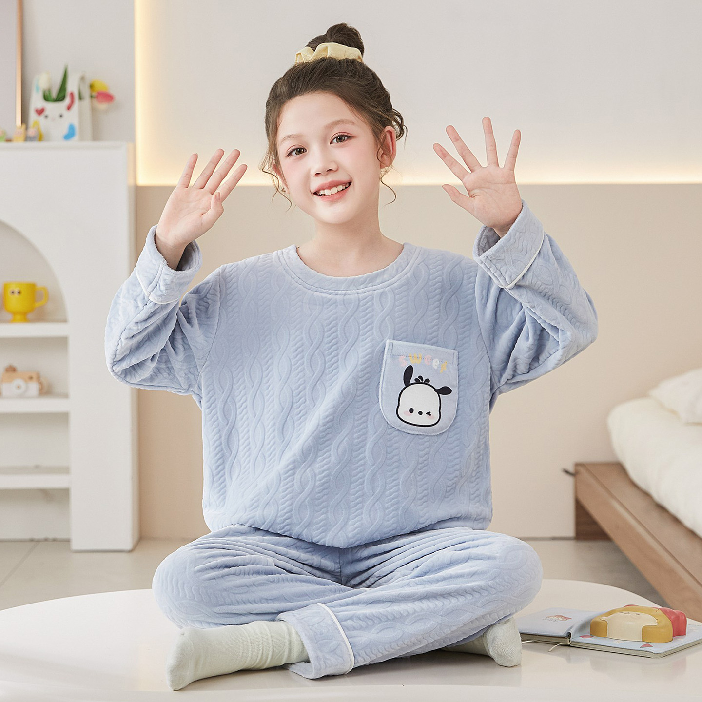 女孩睡衣冬季长袖中大童可爱套装