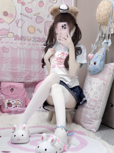 RichGirl少女mp可爱拼色蝴蝶结印花短袖 搭配可爱刺绣牛仔裙套装