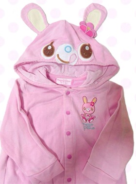 日系小个子甜美可爱软萌妹粉少女儿服mp复刻兔耳连帽纽扣开衫外套