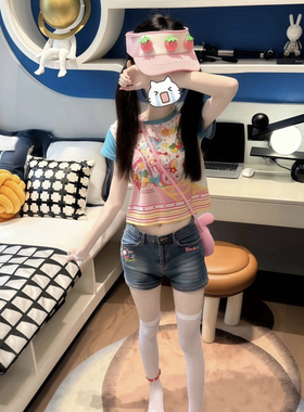 RichGirl少女软妹现货少女女儿服夏季新款可爱甜美卡通印花短袖