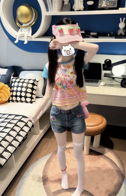 RichGirl少女软妹现货少女女儿服夏季新款可爱甜美卡通印花短袖