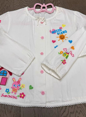 RichGirl童趣复刻甜妹休闲可爱长袖中古T恤女刺绣衬衫重工上衣