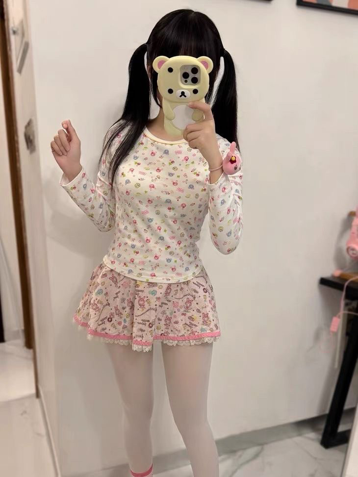 RichGirl少女日系软妹印花上衣女儿甜美长袖可爱印花修身打底T恤,女装/女士精品,时尚套装,淘宝优惠券,粉丝福利购,淘宝优惠卷