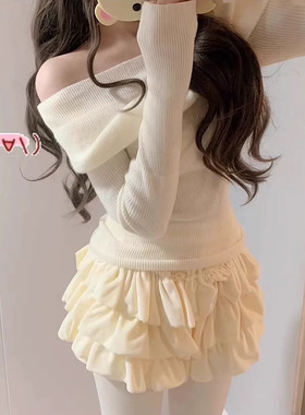 RichGirl少女奶黄蛋糕宝宝绒蓬蓬花苞裙秋冬裙裤显瘦防走光半身裙