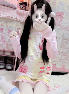 RichGirl少女日系可爱童趣复刻甜美圆领长袖女儿古着卡通软妹T恤