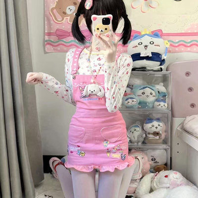 日系mp女儿服甜美内搭甜点T恤软妹可爱甜美卡通长袖蕾丝花边上衣