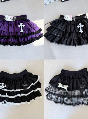 RichGirl自制设计暗黑系系列亚萌蛋糕裙蓬蓬短裙半身裙木耳边短裙