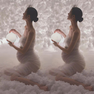 影楼拍照孕妇装梦幻仙女风白色网纱裙唯美写真艺术照摄影服装