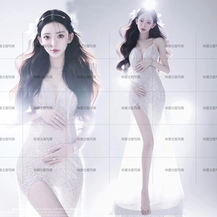 影楼新款孕妇拍摄服亮片透视仙气精灵性感妈咪写真艺术照服装