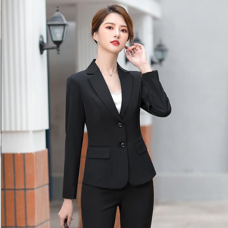 新款职业装女裤套装修身长袖西服商务正装小西装女工装