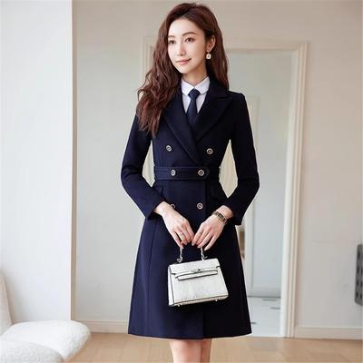 职业毛呢外套女中长款冬修身珠宝店工作服售楼处工装呢子大衣正装