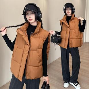 秋冬季羽绒棉马夹女士马甲加厚保暖女大码棉背心休闲宽松外穿女款