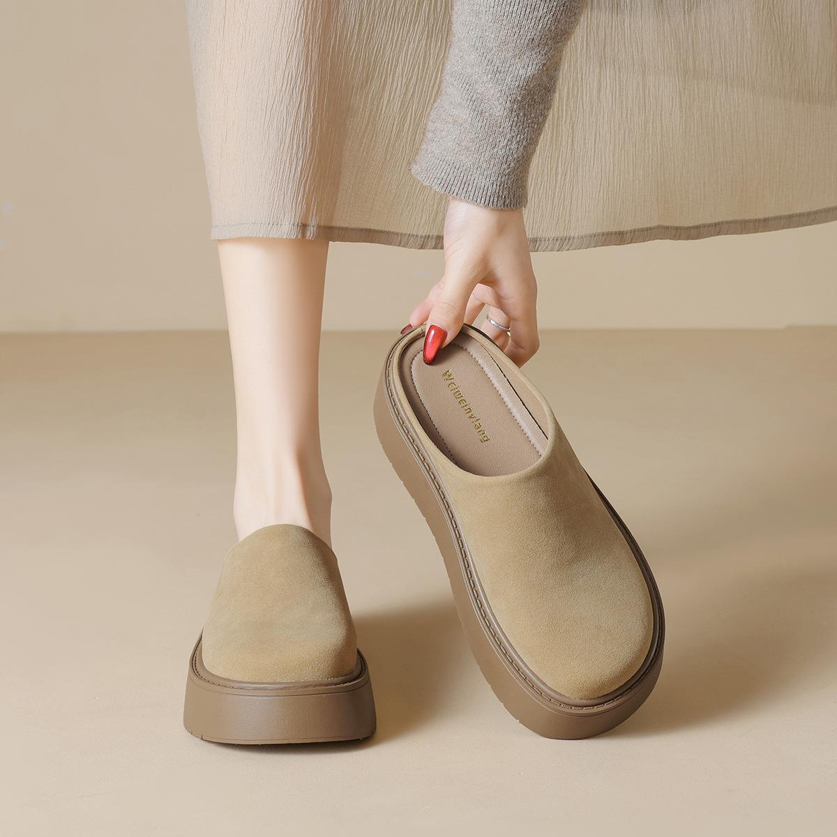 678-11包头拖鞋女厚底懒人一脚蹬勃肯半拖鞋女外穿