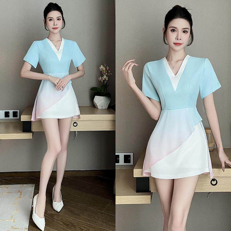 秋冬季新款spa采耳推拿时尚显瘦套装足浴按摩会所技师套装1381