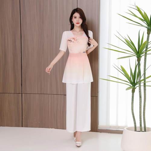 A9060新款足浴足疗技师工作服女气质印花工衣SPA会所养生馆制服装