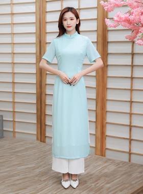 22825新品养生馆技师工作服女足浴足疗会所雪纺长装春夏工衣制服