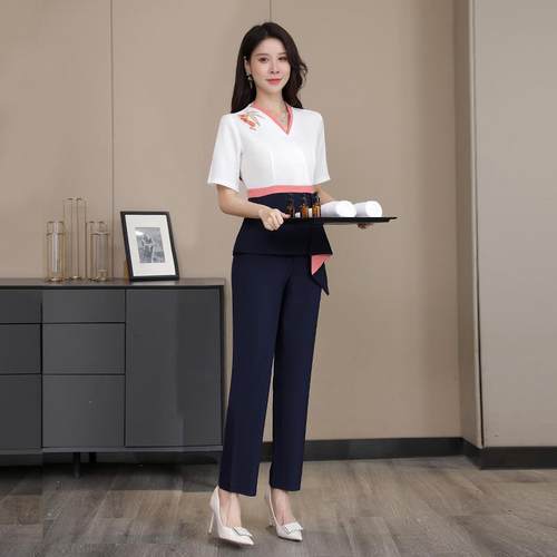 23307夏季新款足浴技师工作服气质套装女款养生馆spa足疗按摩工装