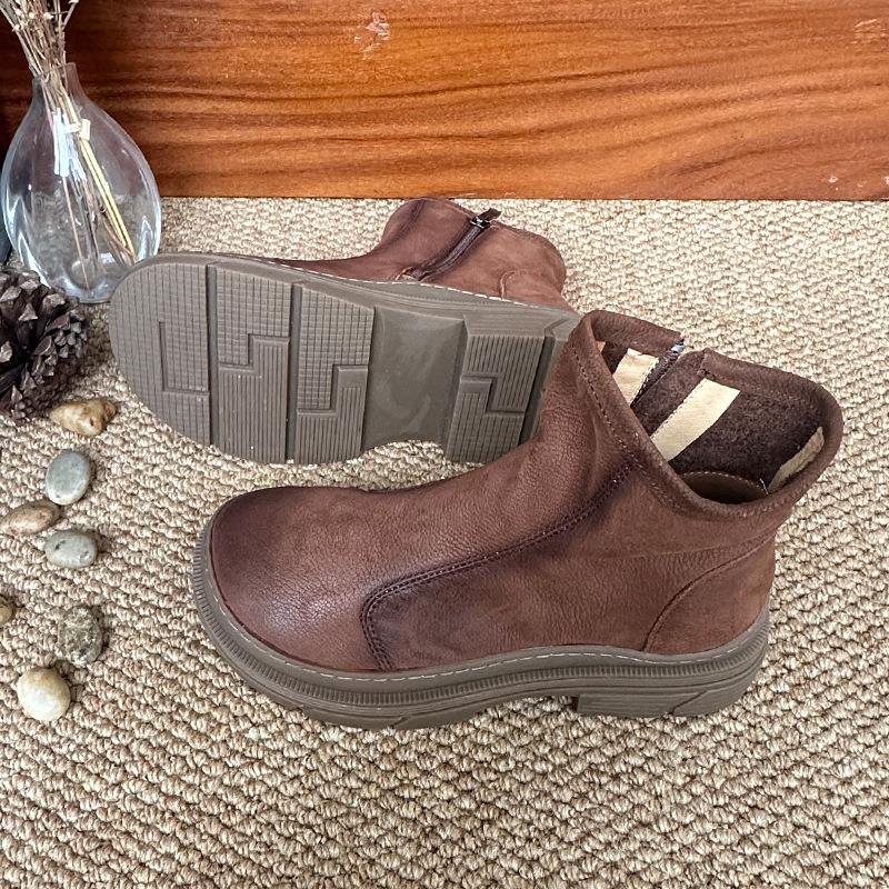 东莞外单鞋牛皮擦色手工女靴子源头切尔西短靴防水台特大42码新款