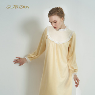 棉绒亲肤家居长袖 经典 法式 睡裙MW4E809C BRIDA嘉德丽亚秋冬新品