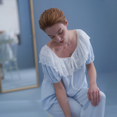 公主荷叶领棉短袖 家居睡衣套M401 推荐 法式 BRIDA 拉夫领公主