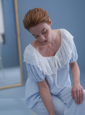 CA BRIDA【拉夫领公主】推荐法式公主荷叶领棉短袖家居睡衣套M401