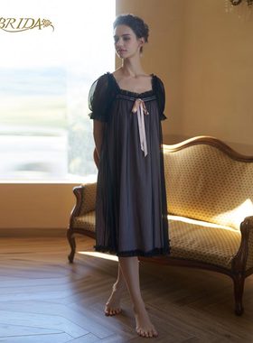 CA BRIDA【甜蜜恋人】夏季新品法式娃娃裙风格短袖网纱睡裙O401