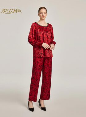 CA BRIDA【法兰西玫瑰】【黑标】新品法式红玫瑰印花睡衣套O804