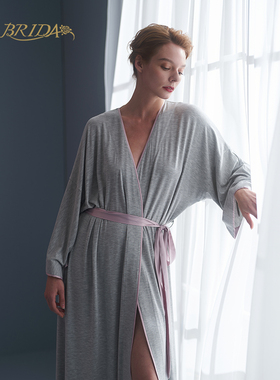 CA BRIDA【都市女人】法式经典鸽子灰色莫代尔长袖睡袍M103D1