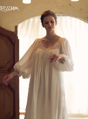 CA BRIDA【月光下】【黑标】推荐法式复古蕾丝拼接长睡裙N914