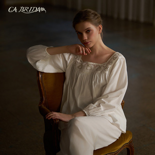 复古宫廷风缎面棉居家睡衣套装 法式 P804AB1 古典美人 CABRIDA