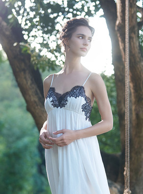 CA BRIDA【迷人.夏】【黑标】春夏新品法式新古典棉吊带睡裙O309