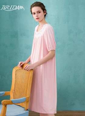 CA BRIDA【粉色之心】折扣推荐莫代尔宽松裸感优雅家居睡裙J331C1