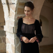 love 冬季 新品 经典 法式 高奢丝绒可外穿睡裙M815 BRIDA