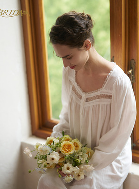 CA BRIDA【一朵云】秋季新品法式经典版型法式方领口棉质睡裙O704