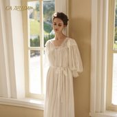 法式 复古蕾丝镶嵌棉长睡裙O107 黑标 新品 BRIDA 巴黎时光